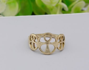 Zarter goldener Engel-Ring: Messing / vergoldet, Symbol des Schutzes