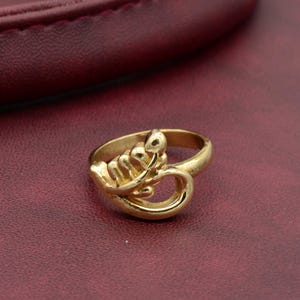 Handmade Gold Brass Filigree Ring: Boho Lace Wide Band,