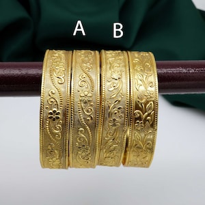 Gold Plated Bangles: Antique Indian Temple Jewelry,