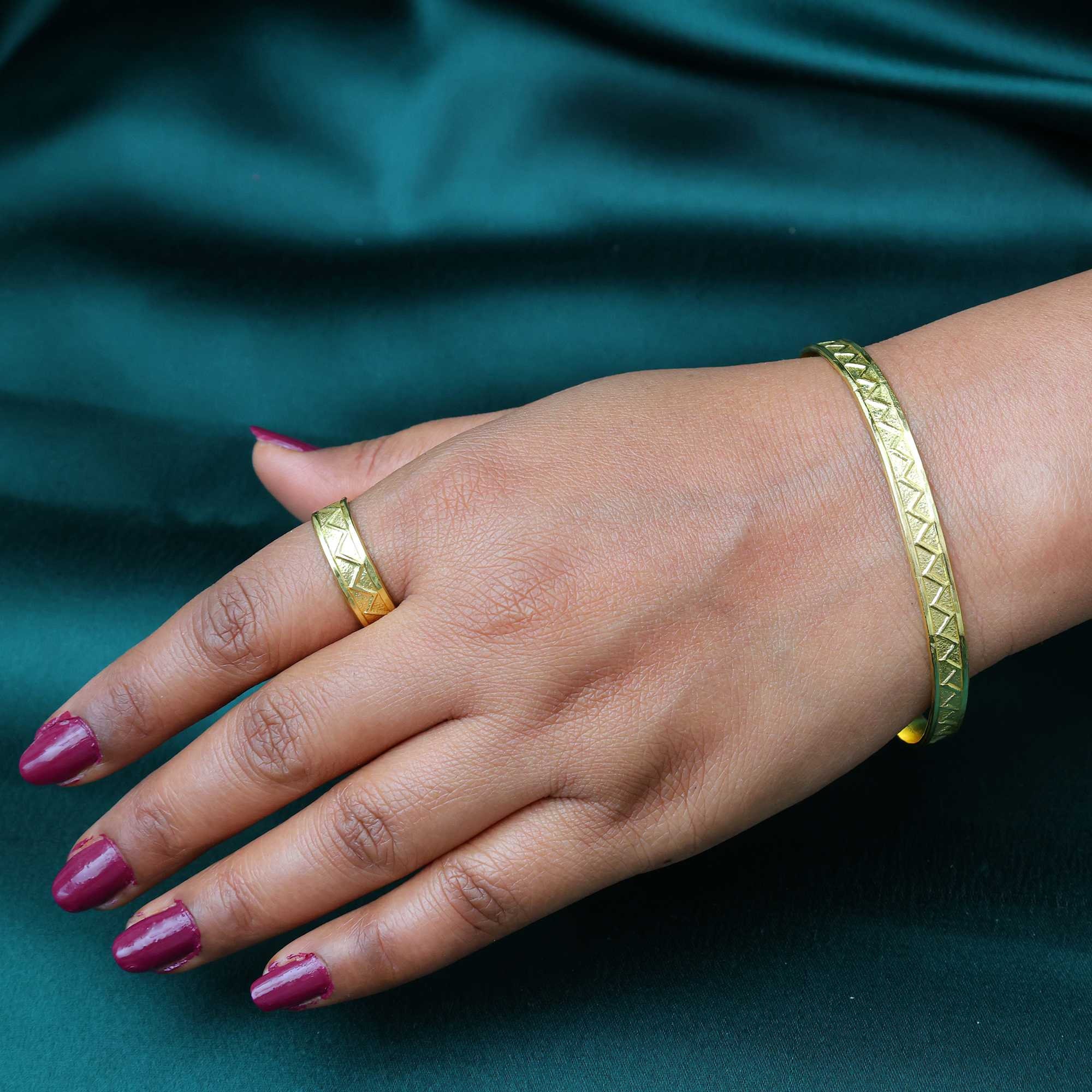 18k Gold Filled Zig-zag Bangle - Handmade Brass Wave Bangle, - Etsy
