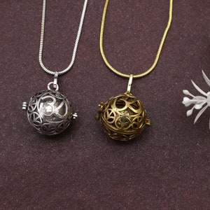 Flower of Life Bola Necklace: Silver & Brass Harmony Ball,