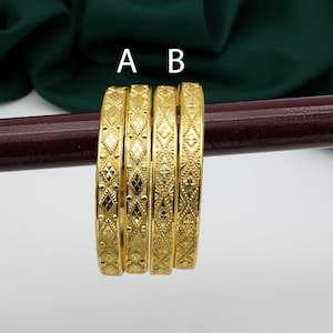 18k Gold Plated Bangle: Antique Temple Jewelry, South Indian Bridal Bangle,