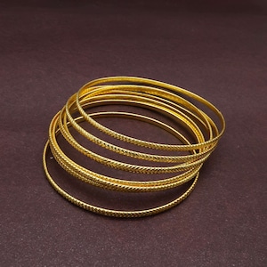 18k Gold Filled Stacking Bangles - Handmade Thin Bangle Set,