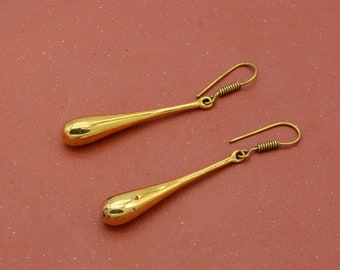 Brass Teardrop Earrings: Lightweight Raindrop Dangle Earrings,