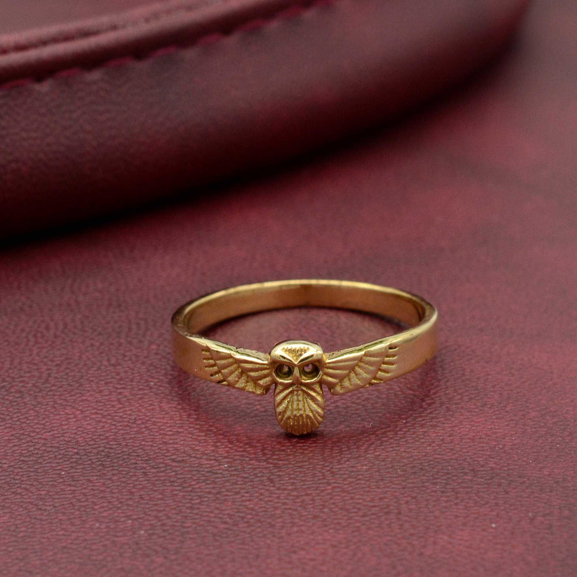 Gold Owl Ring: Brass Bohemian Stacking Ring,
