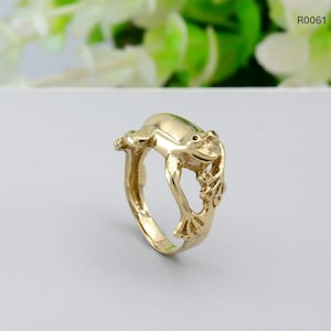 Gold Brass Frog Ring: Handmade Animal Jewelry,
