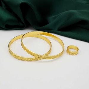 Handmade Gold Flower Brass Bangle: Ethnic Indian Jewelry,