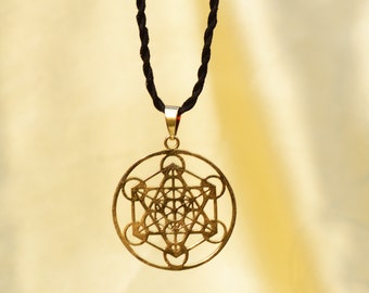 Gold Metatron Necklace, Meditation Necklace, Gift for Him,Sacred Geometry Jewelry, Metatron Cube Pendant, Religious Symbol Necklace, Yoga