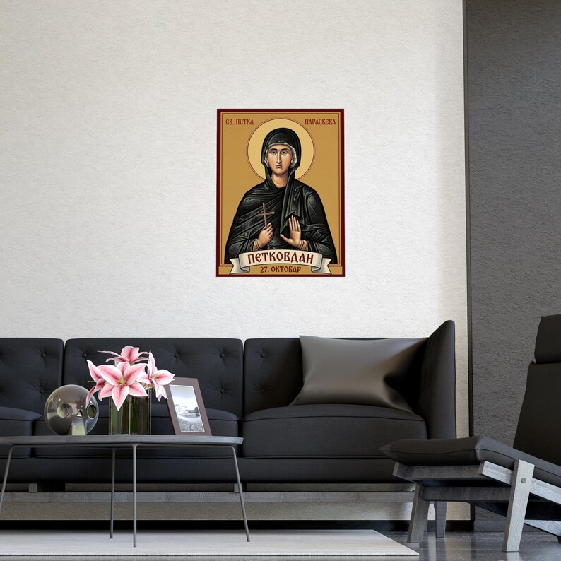 Sveta Petka Paraskeva Orthodox Icon Poster, Serbian Saint Matte Art Print, Pravoslavna Ikona, Wall Art Bild 3