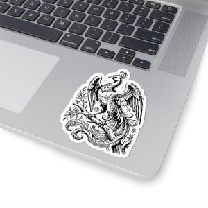Phenex Sticker, Ars Goetia Demon, Lesser Key of Solomon, Original Engraving Art, Occult Dark Academia Vinyl Decal 3"x3" image 5