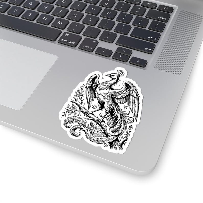 Phenex Sticker, Ars Goetia Demon, Lesser Key of Solomon, Original Engraving Art, Occult Dark Academia Vinyl Decal 3"x3" image 5