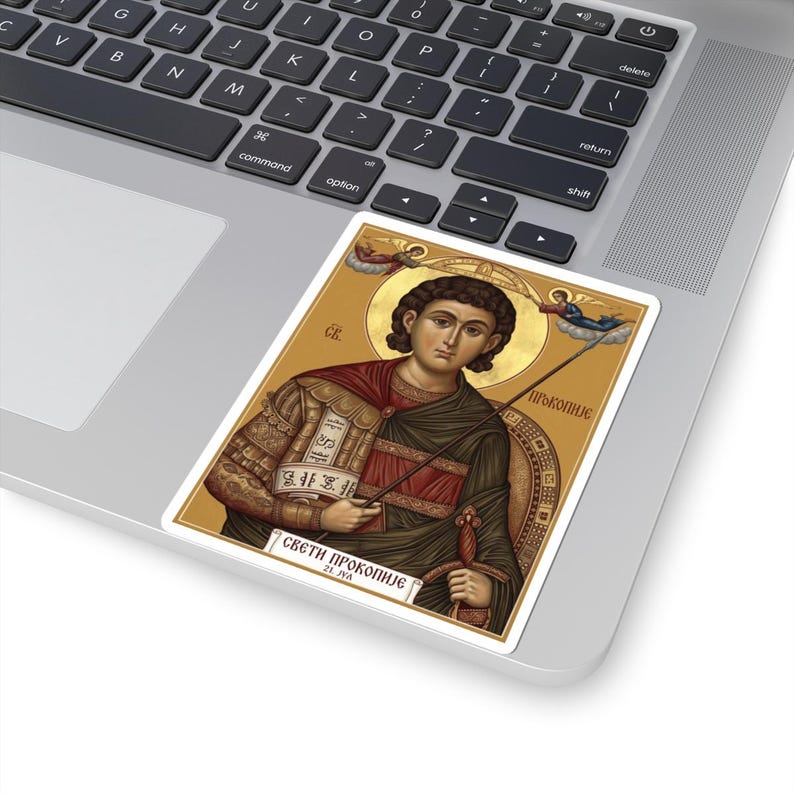 Autocollant icône Sveti Prokopije, Saint Procope Grand-Martyr, Saint guerrier orthodoxe serbe, Prokopijevdan, Pravoslavna Nalepnica, Die-Cut Vi image 5