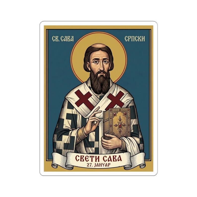 Sveti Sava Icon Sticker, Serbian Orthodox Saint, First Archbishop, Pravoslavna Nalepnica, Die-Cut Vinyl Decal image 4