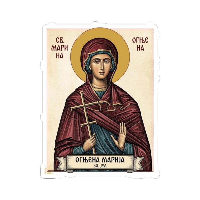 Ognjena Marija Sveta Marina Color Icon Sticker, Serbian Orthodox Saint, Pravoslavna Nalepnica, Die-Cut Vinyl Decal Bild 4