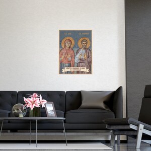 Plakat z ikoną prawosławną Sveti Joakim i Ana, Saints Joachim and Anne, Serbian Saints Matte Art Print, Pravoslavna Ikona, Wall Art zdjęcie 3
