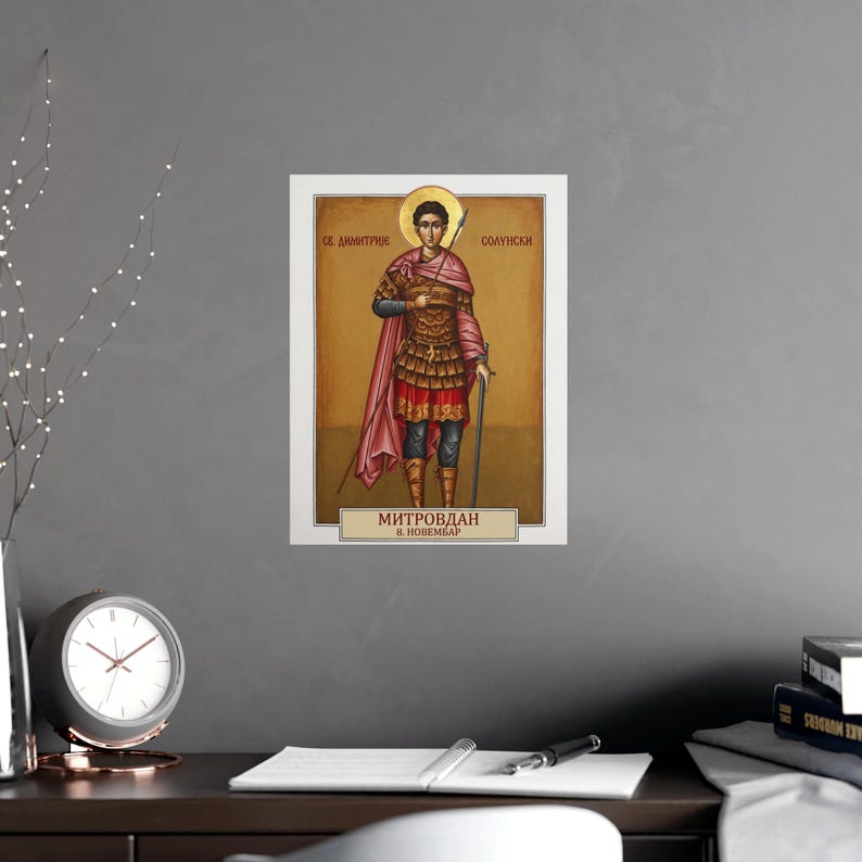 Sveti Dimitrije Solunski orthodoxe icoon poster, Sint Demetrius van Thessaloniki, Servische krijger Saint, Mitrovdan, Pravoslavna Ikona, Wall Ar afbeelding 6