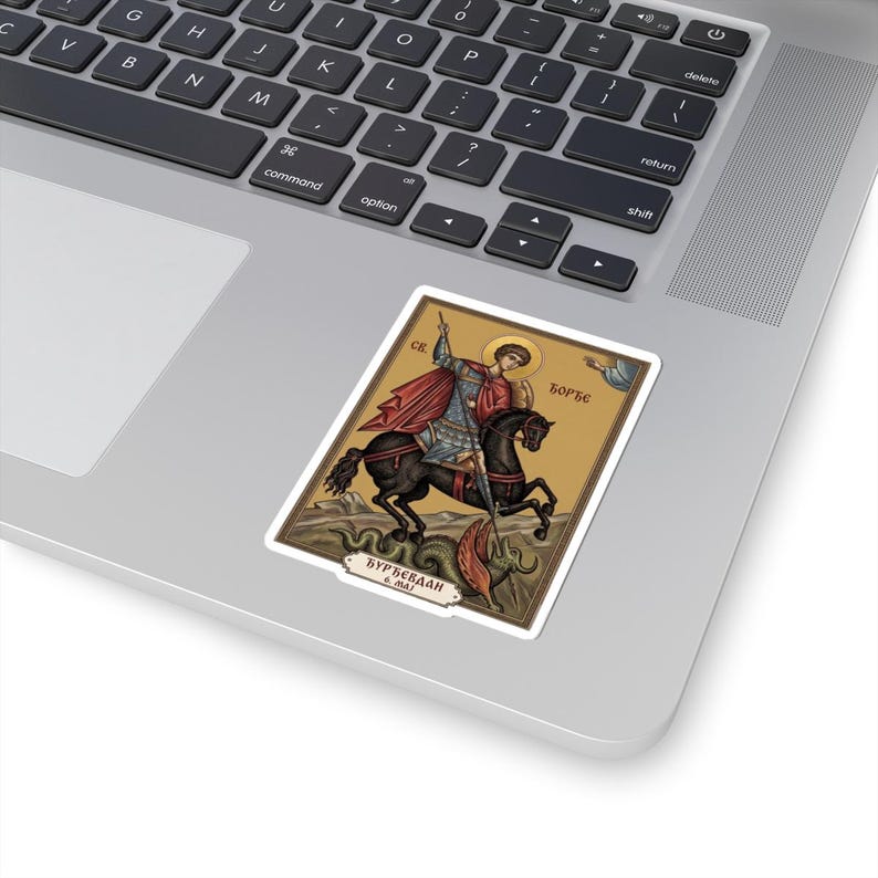 Sveti Đorđe Icon Sticker, Saint George the Dragon-Slayer, Serbian Orthodox Saint, Pravoslavna Nalepnica, Die-Cut Vinyl Decal image 2