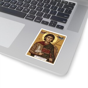 Autocollant icône Sveti Prokopije, Saint Procope Grand-Martyr, Saint guerrier orthodoxe serbe, Prokopijevdan, Pravoslavna Nalepnica, Die-Cut Vi image 2