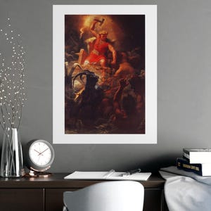 Thor's Battle Against the Jötnar (1872) by Mårten Eskil Winge — Antique 1872 Print, Museum-Grade Matte Poster, Vintage Engraving Wall Art image 2