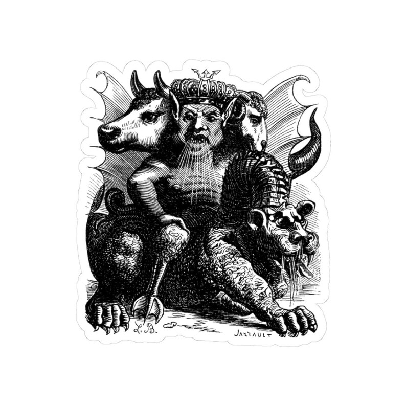 Asmodeus Sticker, Ars Goetia Demon, Lesser Key of Solomon, Dictionnaire Infernal Engraving, Occult Dark Academia Vinyl Decal 3"x3" Bild 1