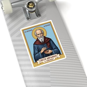 Sveti Avramije Zatvornik kleur pictogram sticker, Servisch-orthodoxe heilige, Pravoslavna Nalepnica, gestanst vinyl sticker afbeelding 8