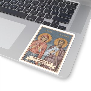 Autocollant en vinyle découpé représentant les saints Joachim et Anne, saints orthodoxes serbes, Pravoslavna Nalepnica image 5