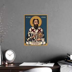 Sveti Sava Orthodox Icon Poster, Serbian Saint Matte Art Print, Pravoslavna Ikona, Savindan Wall Art image 6