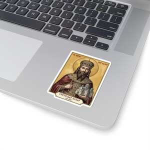 Sveti Car Lazar Icon Sticker, Serbian Orthodox Great-Martyr, Kosovo Vidovdan, Pravoslavna Nalepnica, Die-Cut Vinyl Decal image 2