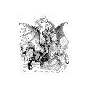 Pegatina de Eligos, Demonio de Ars Goetia, Llave Menor de Salomón, Grabado del Diccionario Infernal, Calcomanía de vinilo Ocultismo Dark Academia 3"x3" imagen 1