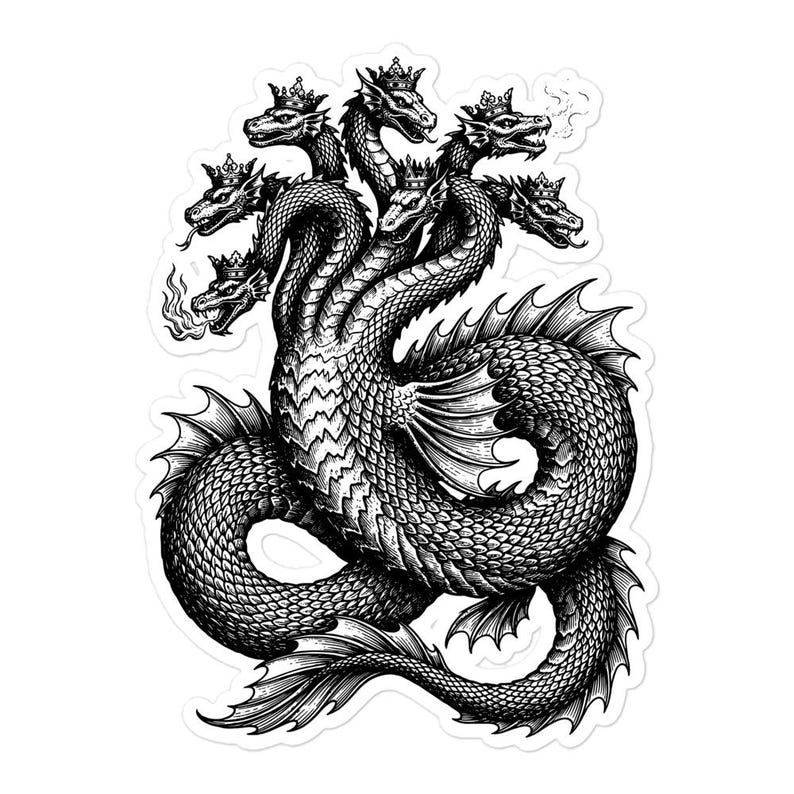 Leviathan Sticker, Biblical Sea Monster, Primordial Chaos Serpent, Dark Academia, Gothic Vinyl Sticker