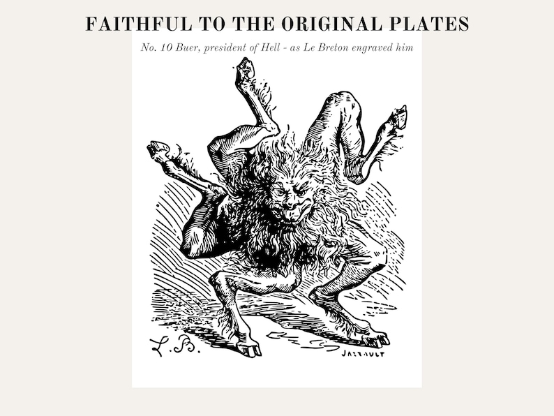36 Goetia Demon Plates, Dictionnaire Infernal 1863, Printable Occult Wall Art, Demonology SVG JPG, Le Breton Engravings Digital Download image 3