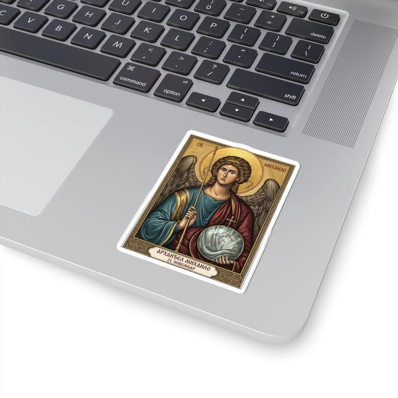 Sveti Arhanđel Mihailo Icon Sticker, Archangel Michael, Serbian Orthodox Saint, Pravoslavna Nalepnica, Die-Cut Vinyl Decal image 2