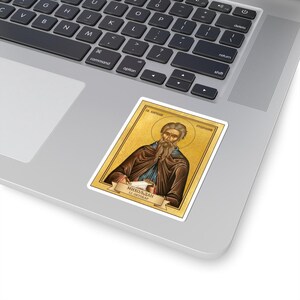 Sveti Kirijak Otšelnik Color Icon Sticker, Miholjdan, Saint Cyriacus the Anchorite, Serbian Orthodox Saint, Pravoslavna Nalepnica, Die-Cut V image 2