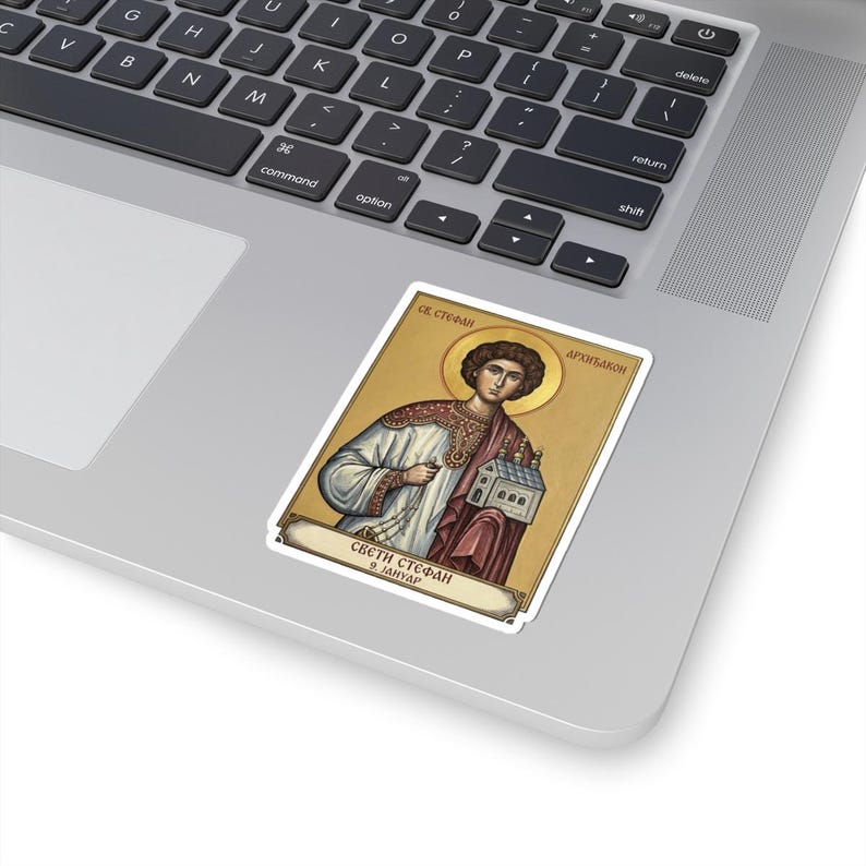 Sveti Stefan Arhiđakon Icon Sticker, Saint Stephen the Protomartyr, Serbian Orthodox Saint, Pravoslavna Nalepnica, Die-Cut Vinyl Decal image 2