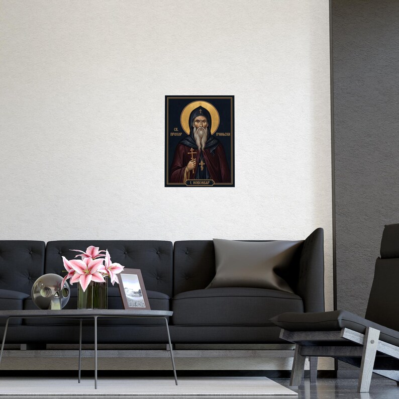 Sveti Prohor Pčinjski Orthodox Icon Poster, Saint Prohor of Pcinja, Serbian Hermit Saint Matte Art Print, Pravoslavna Ikona, Wall Art image 5