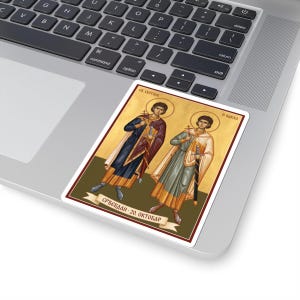 Adesivo icona a colori Sveti Sergije i Vakho, Srđevdan, Santi Sergio e Bacco, Santi serbi ortodossi, Pravoslavna Nalepnica, Vinile fustellato immagine 5