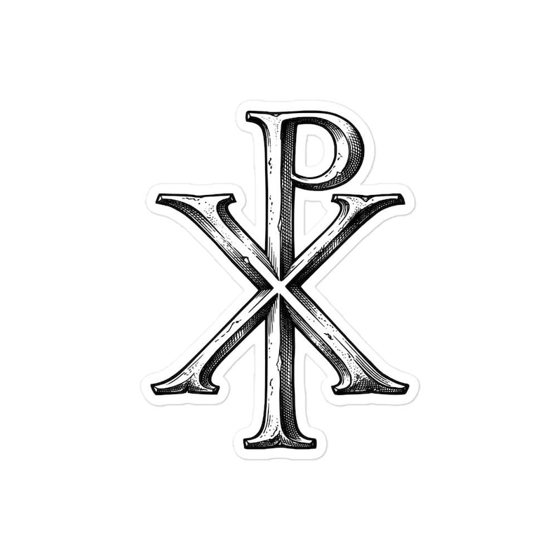 Chi-Rho Sticker, Christogram of Constantine, Early Christian Labarum, Dark Academia, Gothic Vinyl Sticker