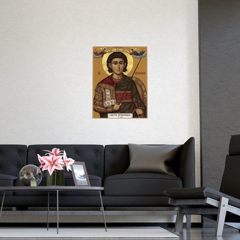 Sveti Prokopije Orthodox Icon Poster, Saint Procopius Warrior Saint, Serbian Matte Art Print, Pravoslavna Ikona, Wall Art image 3