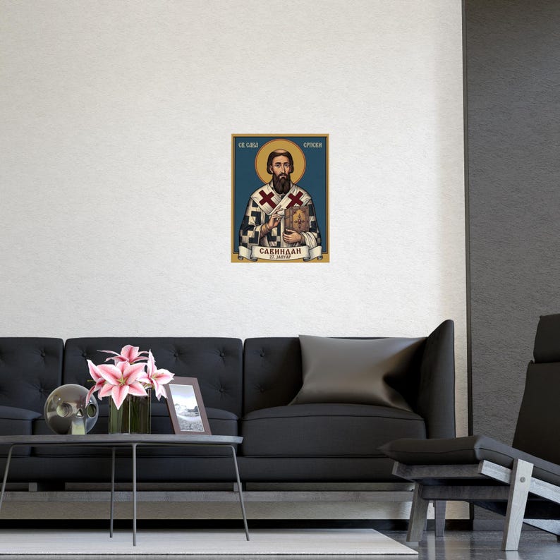 Sveti Sava Orthodox Icon Poster, Serbian Saint Matte Art Print, Pravoslavna Ikona, Savindan Wall Art image 5