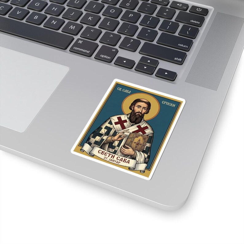 Sveti Sava Icon Sticker, Serbian Orthodox Saint, First Archbishop, Pravoslavna Nalepnica, Die-Cut Vinyl Decal image 2