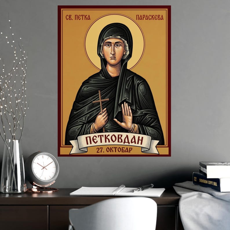 Sveta Petka Paraskeva Orthodox Icon Poster, Serbian Saint Matte Art Print, Pravoslavna Ikona, Wall Art Bild 2