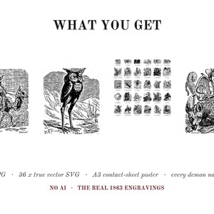 36 Goetia Demon Plates, Dictionnaire Infernal 1863, Printable Occult Wall Art, Demonology SVG JPG, Le Breton Engravings Digital Download image 2