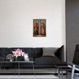 Sveti Kozma i Damjan Orthodox Icon Poster, Vračevi, Saints Cosmas and Damian, Serbian Saints Matte Art Print, Pravoslavna Ikona, Wall Art image 5