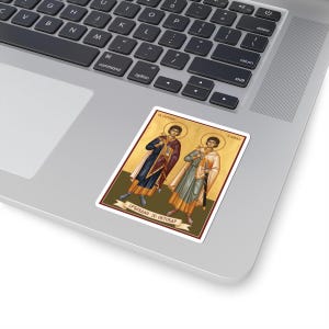 Adesivo icona a colori Sveti Sergije i Vakho, Srđevdan, Santi Sergio e Bacco, Santi serbi ortodossi, Pravoslavna Nalepnica, Vinile fustellato immagine 2