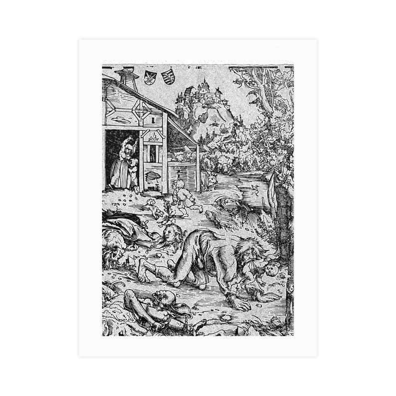 The Werewolf (c.1512), woodcut attributed to Lucas Cranach the Elder ( — Antique 1512 Print, Museum-Grade Matte Poster, Vintage Engraving Wa image 1
