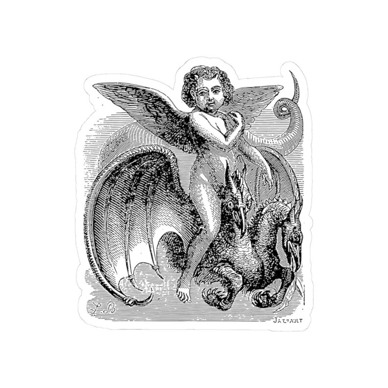 Valac Sticker, Ars Goetia Demon, Lesser Key of Solomon, Dictionnaire Infernal Engraving, Occult Dark Academia Vinyl Decal 3"x3" image 1