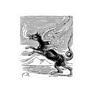 Marchosias Sticker, Ars Goetia Demon, Lesser Key of Solomon, Dictionnaire Infernal Engraving, Occult Dark Academia Vinyl Decal 3"x3" image 1