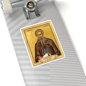 Sveti Kirijak Otšelnik Color Icon Sticker, Miholjdan, Saint Cyriacus the Anchorite, Serbian Orthodox Saint, Pravoslavna Nalepnica, Die-Cut V image 8