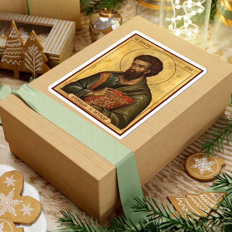 Sveti Apostol Luka Color Icon Sticker, Lukindan, Saint Luke the Evangelist, Serbian Orthodox Saint, Pravoslavna Nalepnica, Die-Cut Vinyl image 9