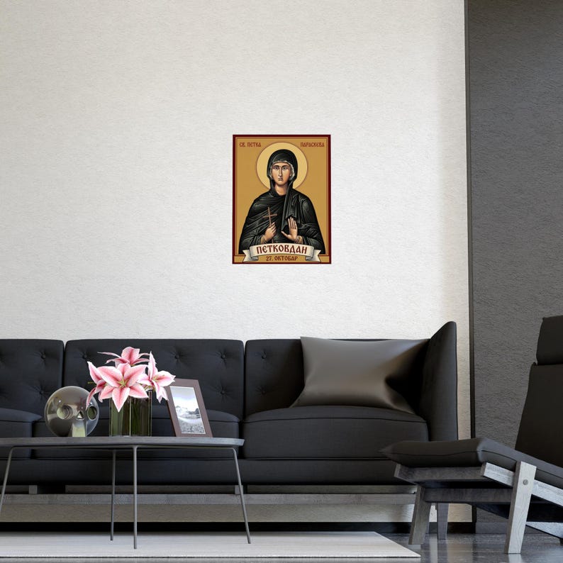 Sveta Petka Paraskeva Orthodox Icon Poster, Serbian Saint Matte Art Print, Pravoslavna Ikona, Wall Art Bild 5